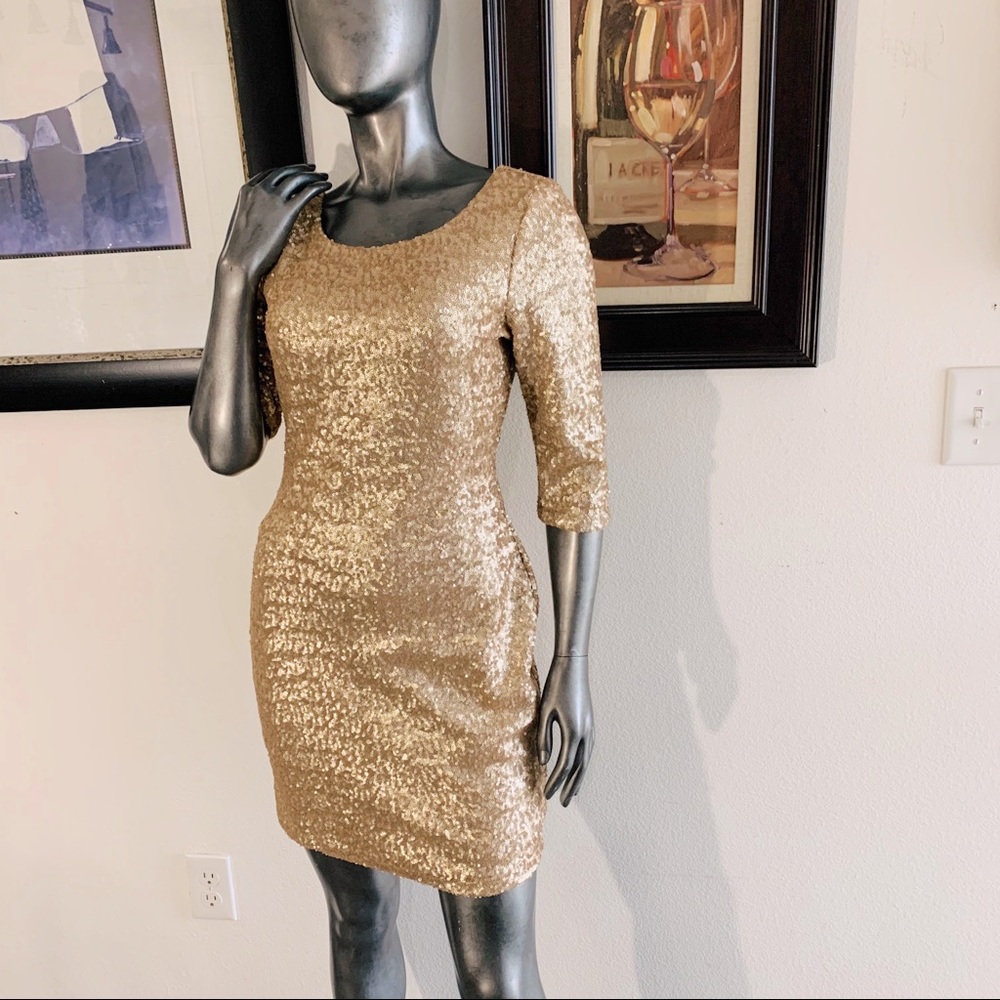 Heavy gold sequins dress medium